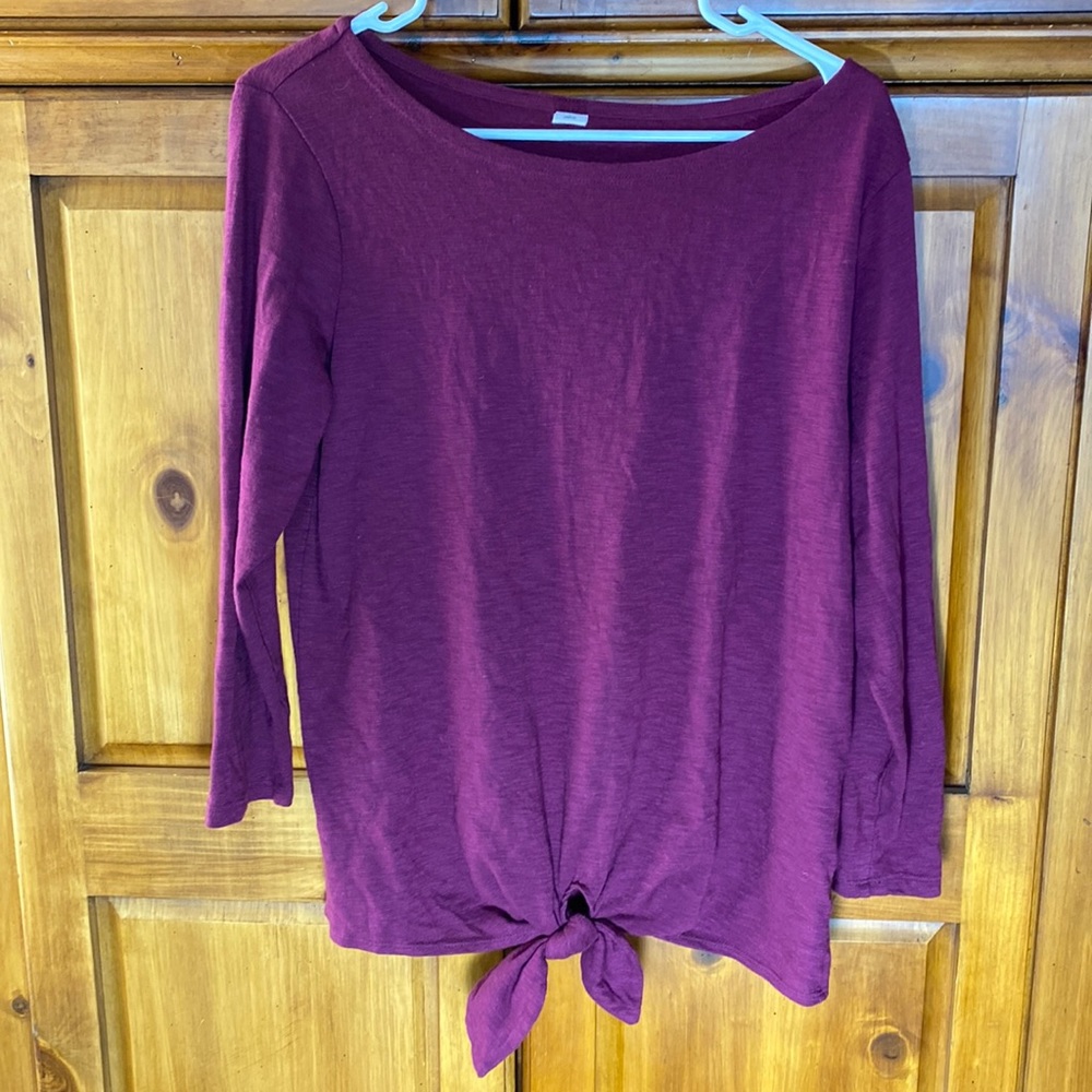 Old Navy Plum Purple Long Sleeve Tie Shirt